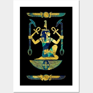 Egyptian  Gold and Blue Marble Ornament Posters and Art